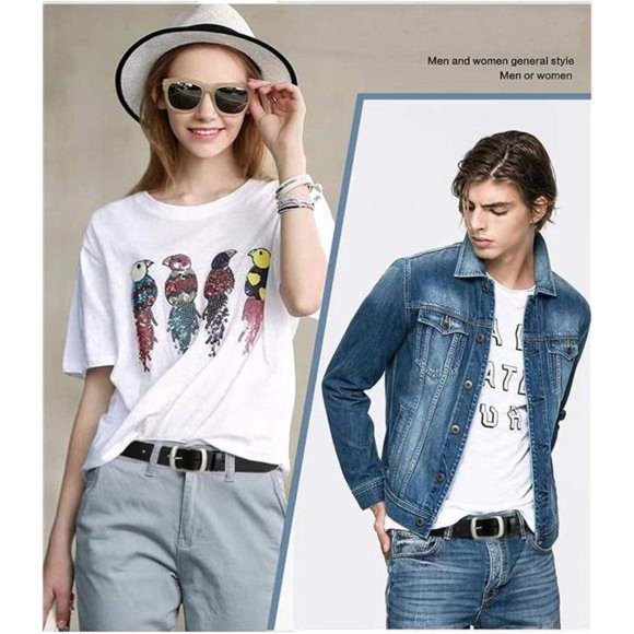 2 Pack Women's 1.3" Leather Belts Jeans Pants Dresses Fashion Alloy Pin Buckle - Picture 3 of 6